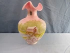 Fenton Painted  Rosalene Glass Four Seasons Vase Spring Covered Bridge CLEARANCE
