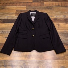 J Crew Schoolboy Blazer 2 Black Gold Button Wool Preppy Stretch