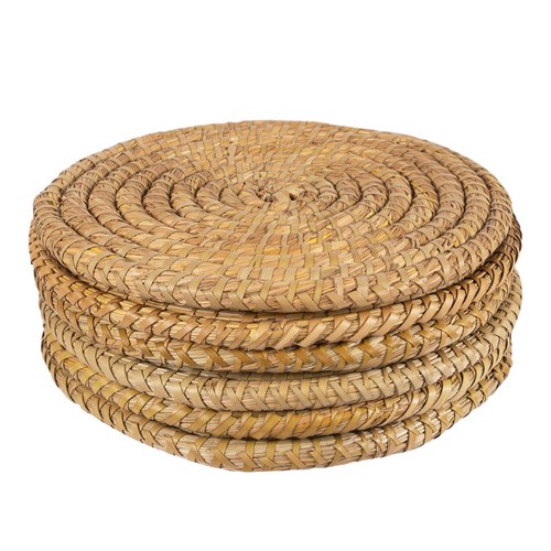 Round Straw Placemats Water Hyacinth Weave Rattan Place Mat Set Palm