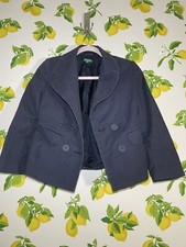 United Colors of Benetton Sz S Navy Blue Blazer Jacket Cotton Blend