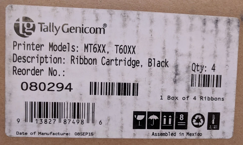 NOB Genuine TallyGenicom Ribbon Cartridge 4-Pack 080294 for Printers MT6XX T60XX - Image 3 of 4