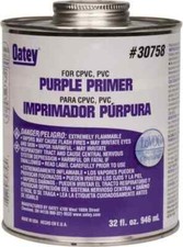 Oatey 30758 32 oz All Purpose Primer/Cleaner Purple, Use with PVC  CPVC