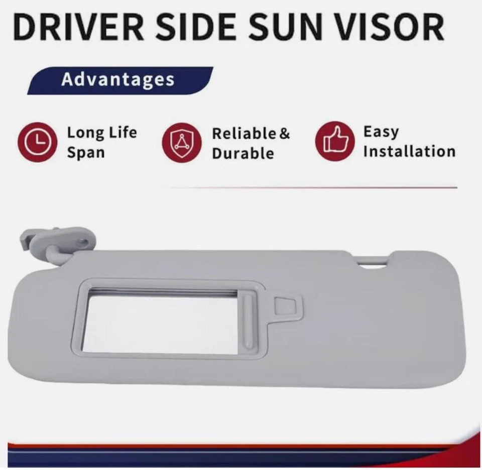 Parasol gris del lado izquierdo del conductor con espejo de maquillaje para Hyundai Elantra AD 2016-19 Foto 2 de 4
