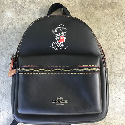 Coach x Mickey Mouse Black Mini Leather Charlie Backpack (F59837