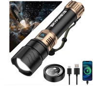 SKYFIRE Rechargeable Flashlight High Lumens, LED Flashlight with Ignition Len...