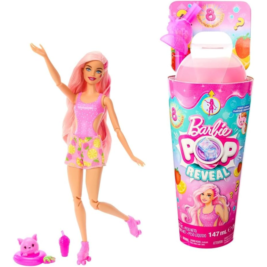 Barbie Pop Reveal Fruit Serie Changing Doll with Pink Hair - Strawberry Lemonade