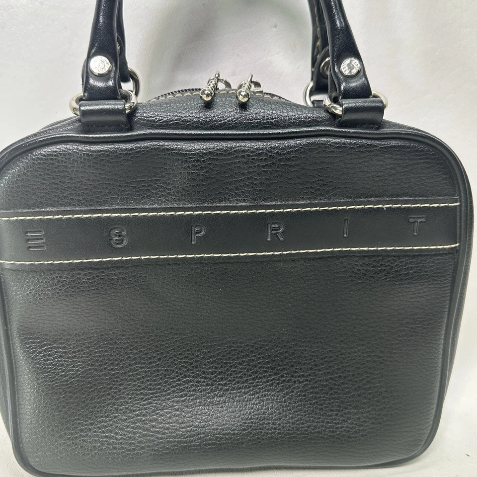 De Colección Esprit Bolso de Mano Mujer Pequeño Negro Guijarro Imitación Cuero Estuche Cartera Bolso Foto 2 de 4