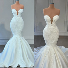 Elegant Lace Mermaid Wedding Dresses Sweetheart V Neck Appliques Sweep Train