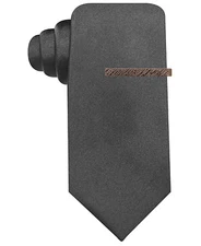 $125 Ryan Seacrest Mens Silk Solid Black Neck Tie Classic Skinny Necktie 58x3