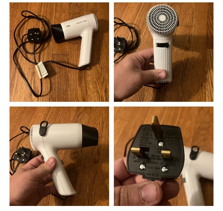Braun Silencio 1200 Retro Travel Hair Dryer with Vintage Plugs Functional-image
