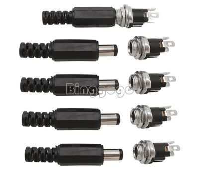 DC Power Supply Plug Connector + Female Metal Panel Mount Socket Jack 5.5x2.1mm