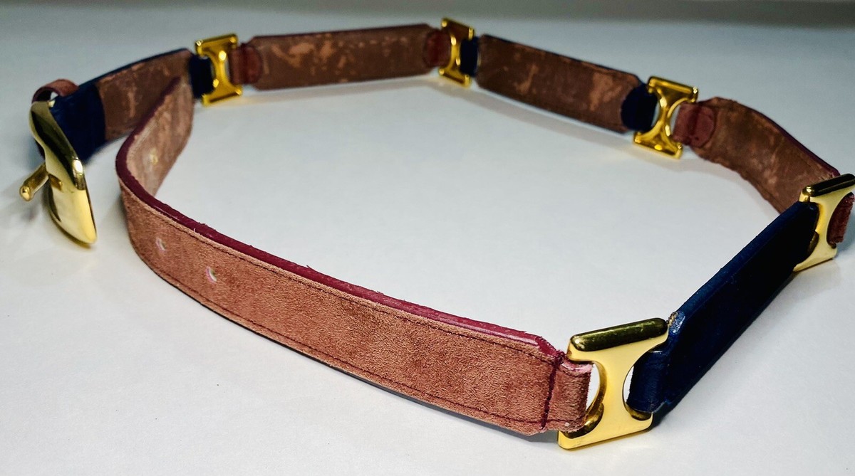 ?✨ Jones New York Genuine Leather Belt | Large | Deep Burgundy Gold Buckle Vintage Jones New York Leather Suede Belt Navy Maroon Red  main image 3
