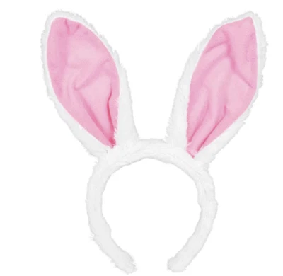 EASTER Bunny Rabbit Ears headband hair band costume White Furry - Image 1 of 4