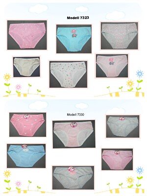 6 STÜCK MÄDCHEN   SLIP  Unterhose Panty Unterwäsche 95% Baumwolle  Größe 104-128