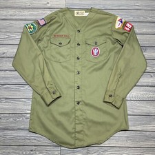 Vintage Boy Scouts of America Official Uniform Long Sleeve Shirt Mens L 15 BSA