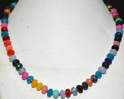Natural 5x8mm Faceted Multicolor Jade Gemstone Abacus Beads Necklace 18-36''