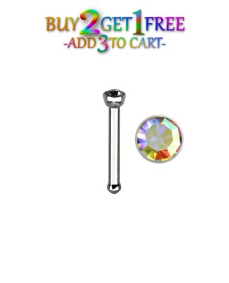 20G AB AURORA BOREALIS NOSE BONE 316L Surgical Stainless Stud Ring Piercing 1390