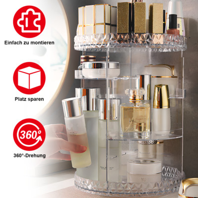 MAKE UP ORGANIZER SCHMINKTISCH ORGANIZER KOSMETIK AUFBEWAHRUNGSBOX 360° DREHBAR
