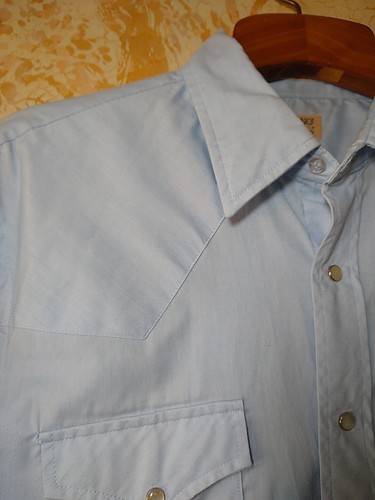 Vtg Running Rancher Shirt Mens 16 Blue Solid Western Pearl Snap EUC Very Nice! - Picture 4 of 15