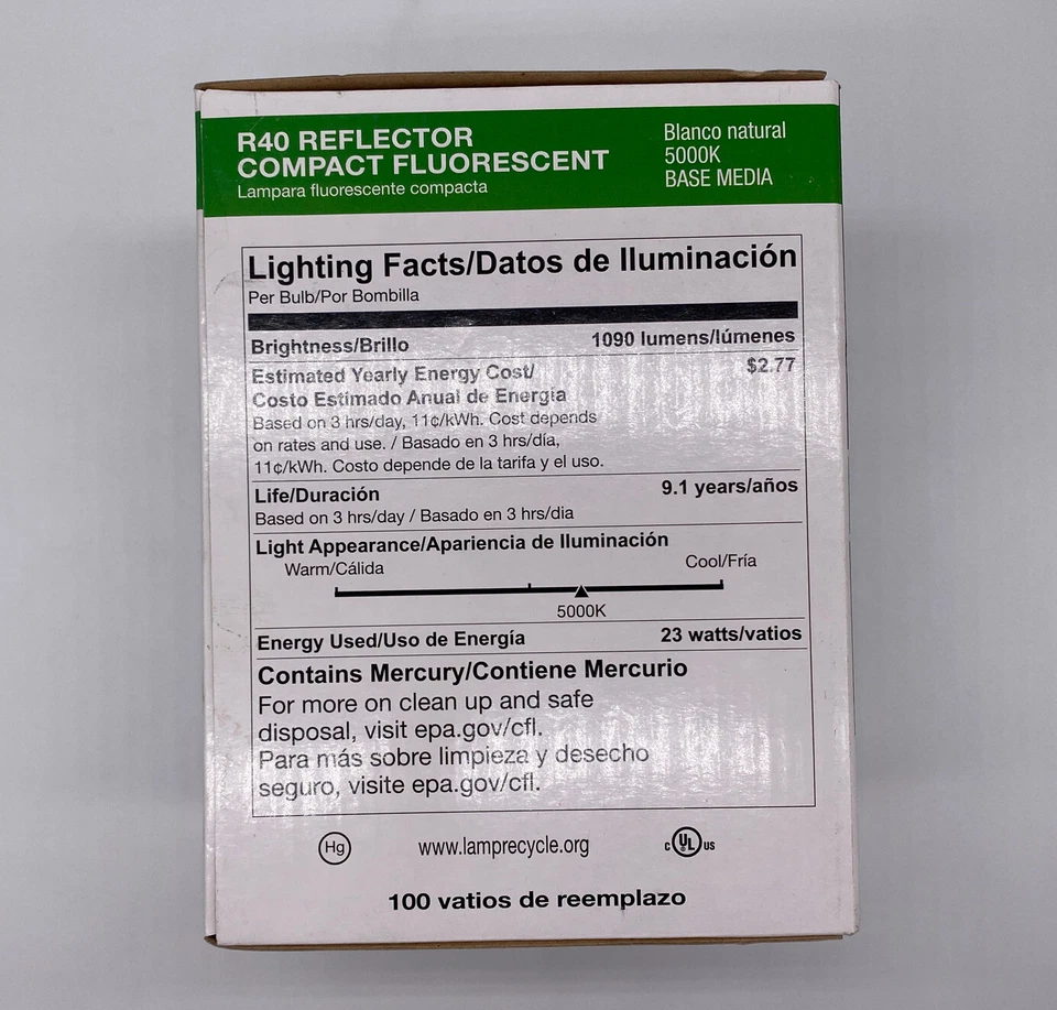 Halco Prolume 100 Watt Replacement Bulb R40 Reflector Compact Fluorescent NIB - Image 2 of 4