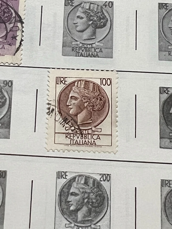 Italian Stamp Poste Italiana 100 & 200 Lire and more / lot of 12 - Image 4 of 4