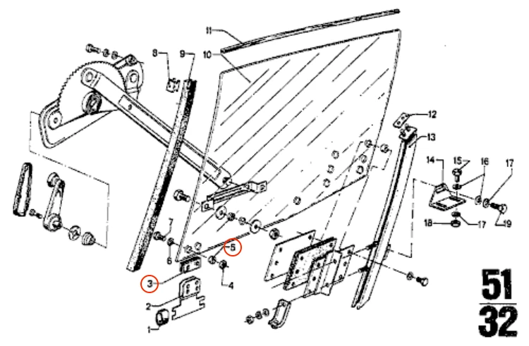 BMW E9 2500CS 3.0CSI - CONJUNTO DE MONTAGEM PARA JANELA DE PORTA - 24 PEÇAS - Imagem 2 de 4