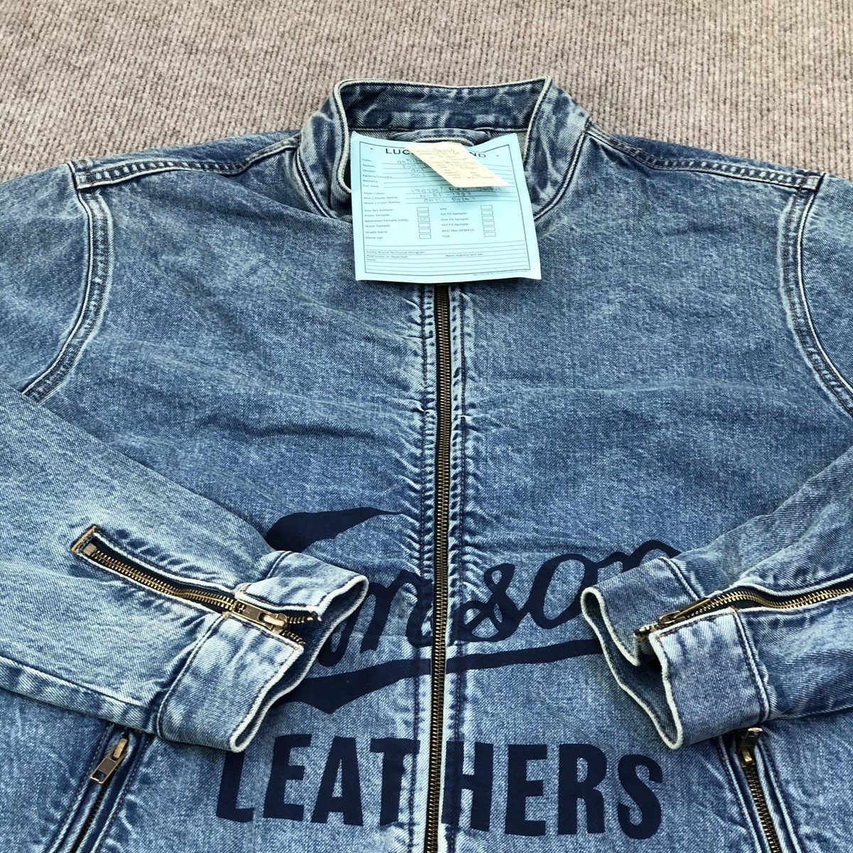 Lucky Brand Jacket Mens Medium Blue Denim Vanson Rider Full Zip