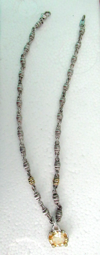 Judith Ripka Sterling Silver & 18K Gold Canary Quartz & Diamond Pendant Necklace - 第 2/9 張圖片