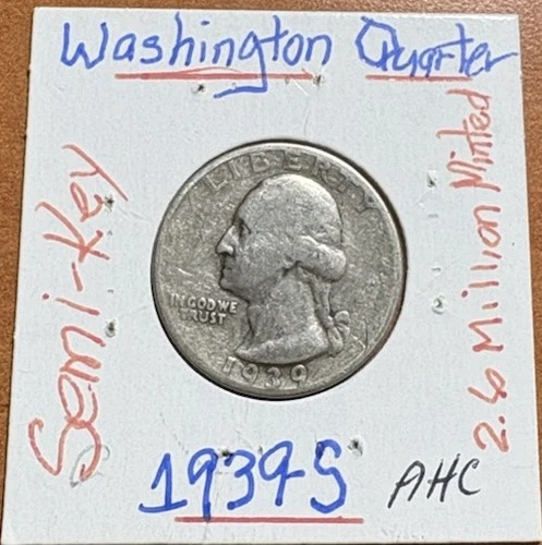 New Listing1939-S Washington Quarter  90% Silver  Semi-Key  Date Looks F