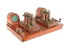 Large, Beautiful 1890's B.A.P Telegraph Twin Keys-On-Board w/Galvanometers