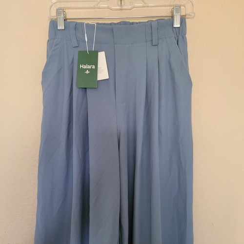 Halara Damen hohe Taille Tasche weites Bein blaue Hose Größe Small Zierlich Plissee - Bild 2 von 7
