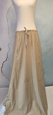 Vintage Handmade Tan/Cream Floral Maxi Skirt with Drawstring Waist XS/S Unhemmed