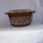 Vintage Pyrex Woodland Brown 473-B 1 QT Casserole Dish With Lid
