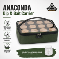 Anaconda Dip & Bait Carrier Inkl. 12 Dip-Dosen KöDertasche Karpfentasche
