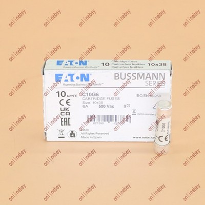 10 Stück Neu Eaton Bussmann C10G6 (6 Amp) 6A 500Vac 10x38mm-Sicherungseinsätze