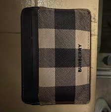 Burberry Check Bifold Wallet Logo Accent, Black/Beige Men's Credit Card