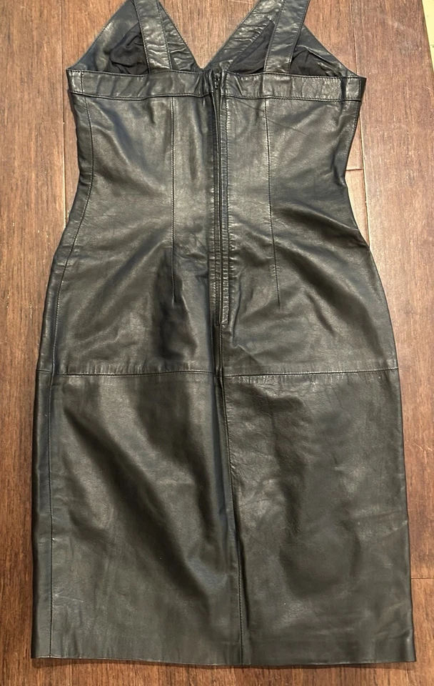 Vintage COMINT 100% Leather Dress — Made in Argentina — Size 9 — Excellent - Image 3 of 4