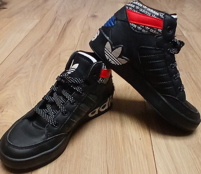adidas Originals FV5468 High Top Kids Sneakers Black Red Blue US 12K EU 30