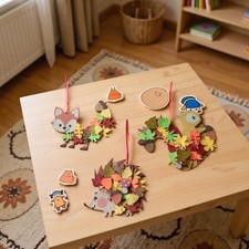 131pcs Fall Wreath Craft Kit, Autumn Crafts Set, Thanksgiving Art Supplies