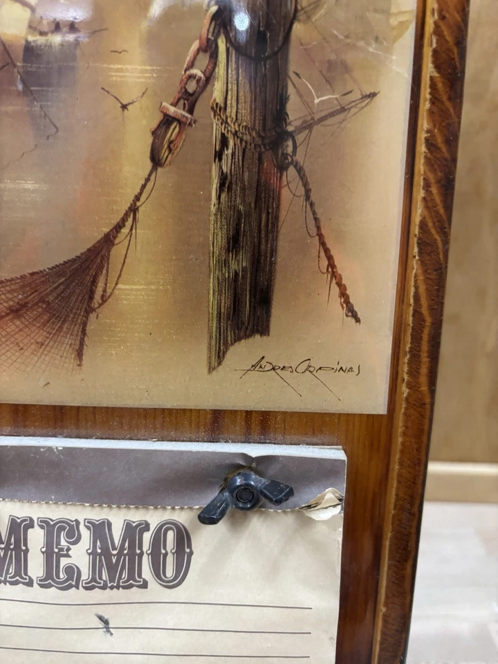 Vintage wooden memo board featuring a decoupaged artwork by M Andres Orpinas - Image 4 of 4