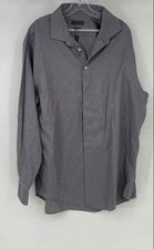 Calvin Klein Mens Gray Long Sleeve Slim Fit Non-Iron Dress Shirt Size 18 36-37
