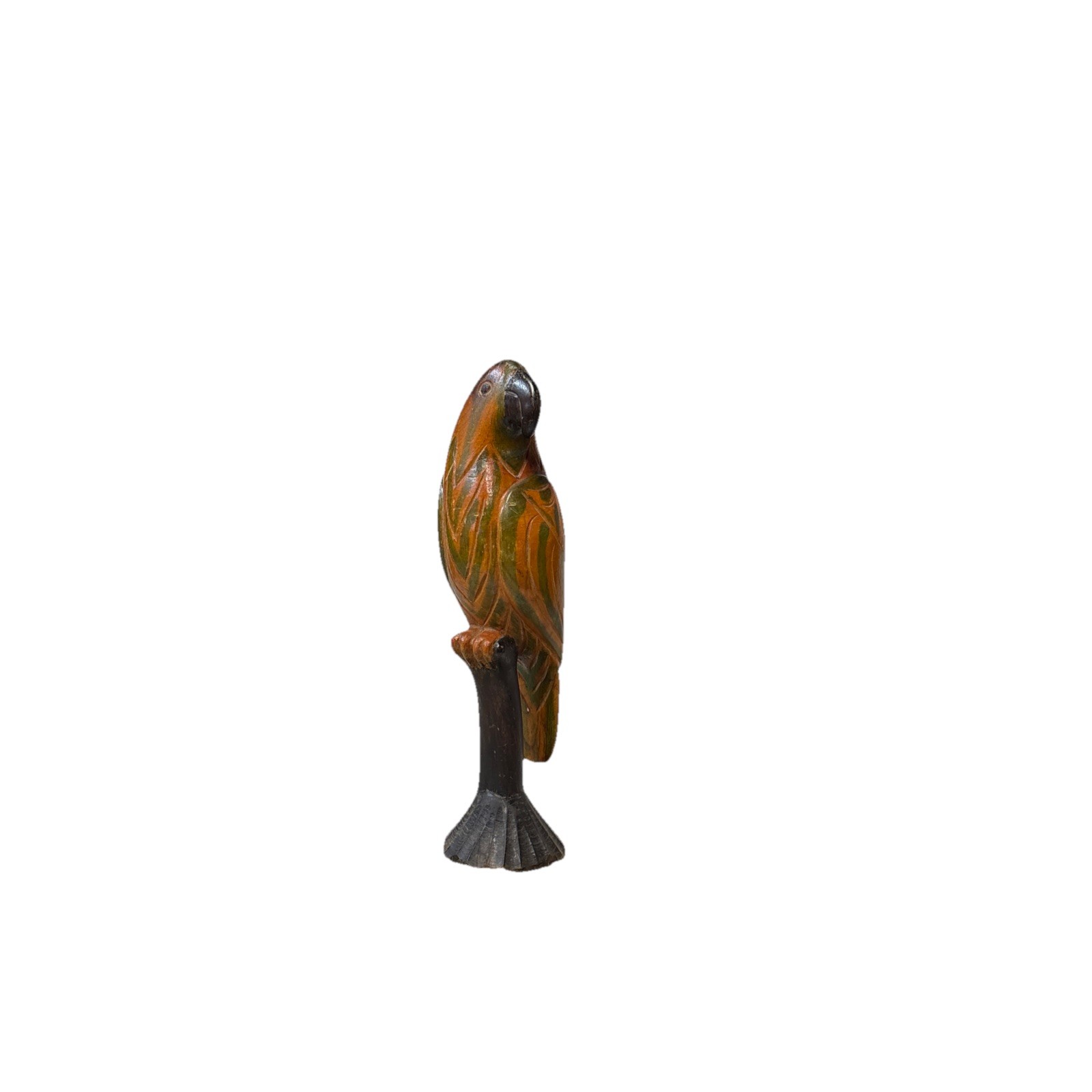 Large Hand Carved Wooden Parrot Sculpture Folk Art Bird Statue 15” Tall Vintage