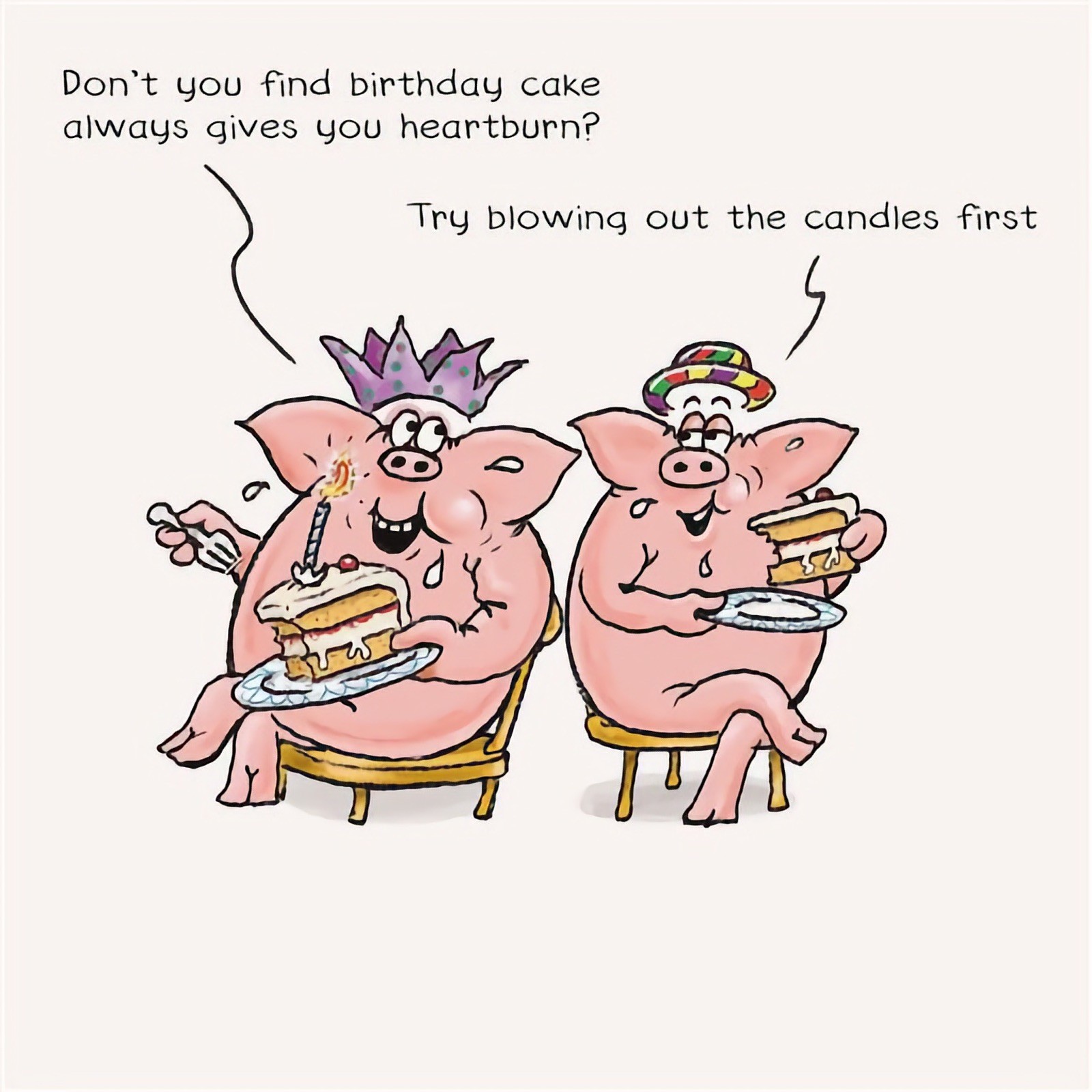 Funny Birthday Card Cake Always Gives You Heartburn Joke Humour Male Female