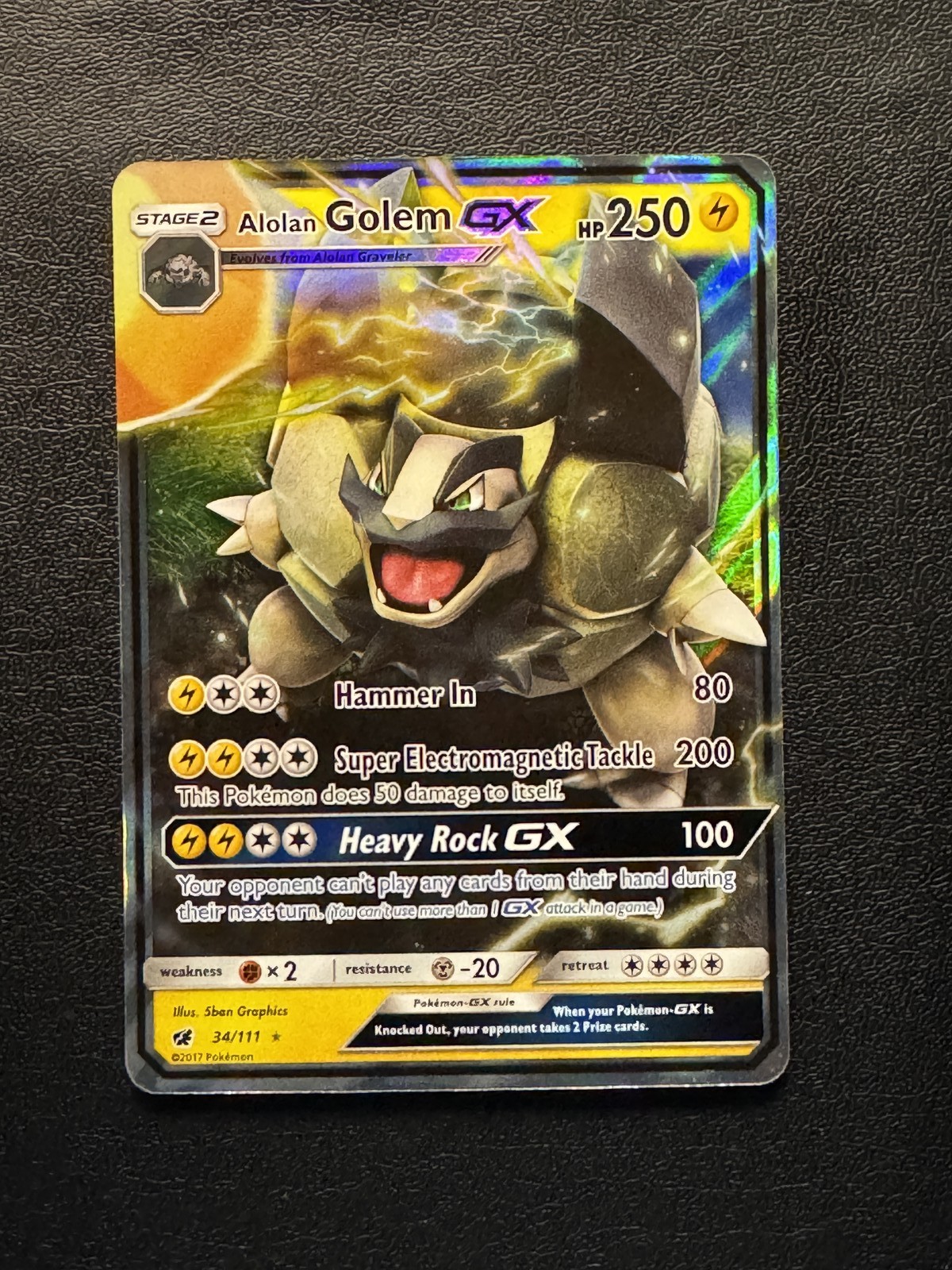 Alolan Golem-GX 34/111 Crimson Invasion Rare Holo GX NM