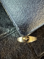 9ct Vintage Yellow Gold Heart Single Diamond Solitaire Ring Sizem
