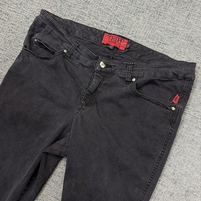 Tripp NYC Jeans Womens 16* Black Goth Punk Skull Rivet Slim Pants Y2K Stretch