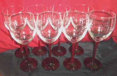 Stunning MIKASA Alexandra Ruby Red Stem Tall WINE GLASSES Set of 8