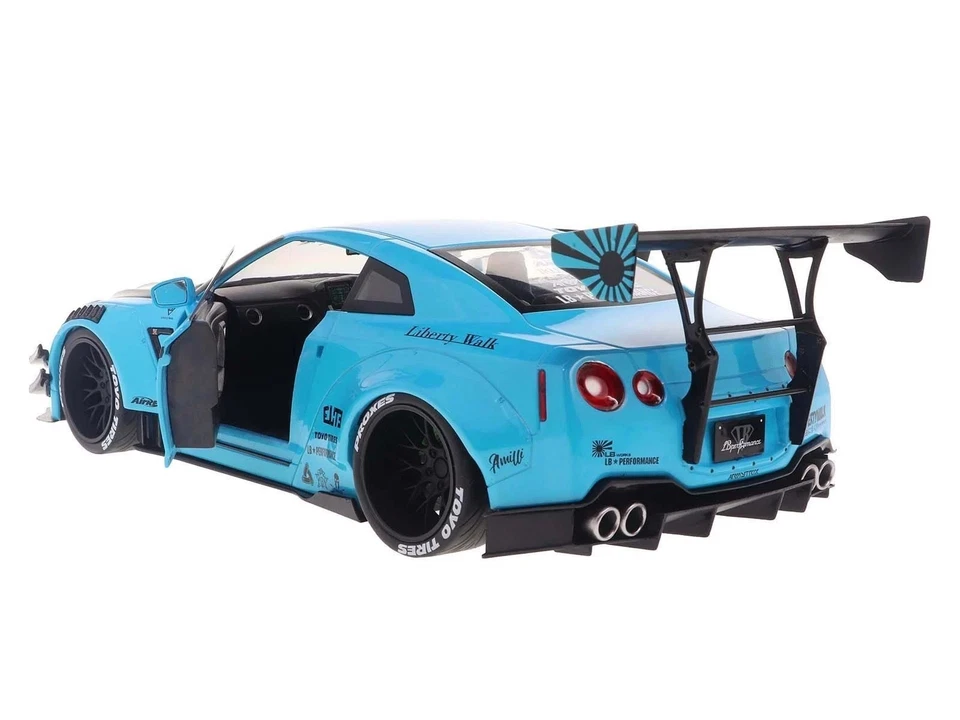 2023 NISSAN GT-R (R35) LIBERTY WALK 2.0 RHD BABY BLUE 1/18 BY SOLIDO S1805817-7B - Image 3 of 4