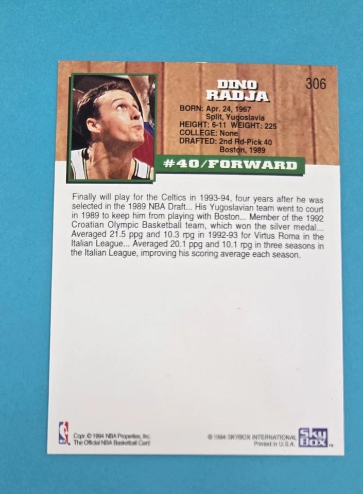 Tarjeta de baloncesto 1993-94 Hoops Gold RC #306 Dino Radja compra 10+ 50 % de descuento 2G Foto 2 de 2