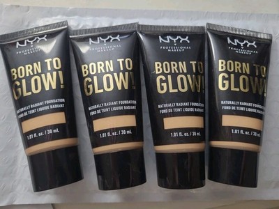 Lot Of 4 New NYX Born to Glow Naturally Radiant Foundation BTGRF7.5 Soft Beige 